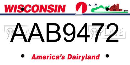 AAB9472 Wisconsin License Plate