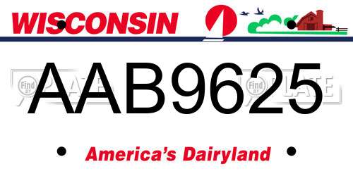 AAB9625 Wisconsin License Plate