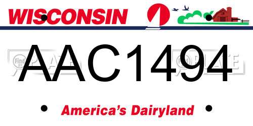 AAC1494 Wisconsin License Plate
