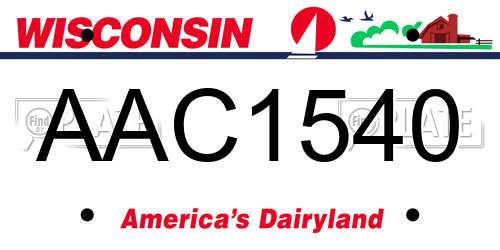 AAC1540 Wisconsin License Plate