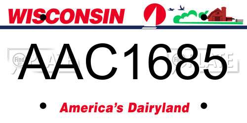 AAC1685 Wisconsin License Plate