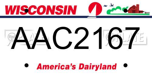 AAC2167 Wisconsin License Plate