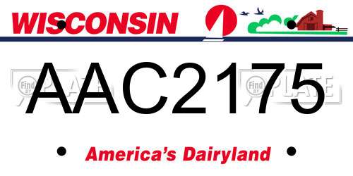 AAC2175 Wisconsin License Plate