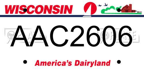 AAC2606 Wisconsin License Plate
