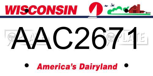 AAC2671 Wisconsin License Plate
