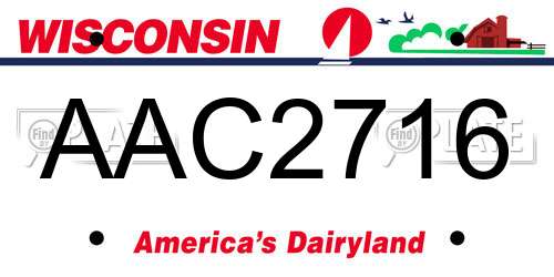 AAC2716 Wisconsin License Plate