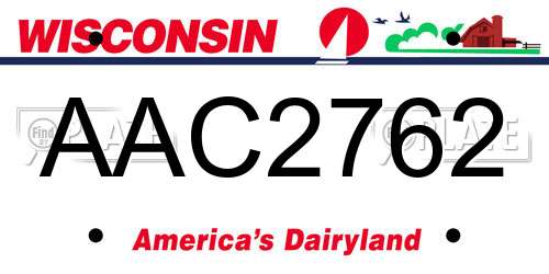AAC2762 Wisconsin License Plate