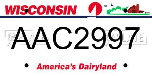 AAC2997 Wisconsin License Plate
