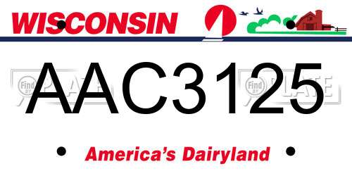 AAC3125 Wisconsin License Plate