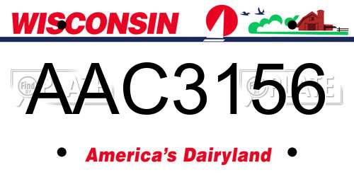 AAC3156 Wisconsin License Plate