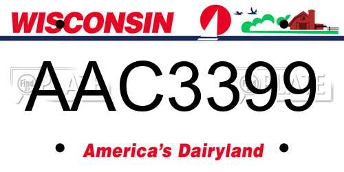 AAC3399 Wisconsin License Plate