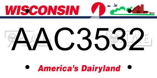 AAC3532 Wisconsin License Plate