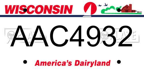 AAC4932 Wisconsin License Plate