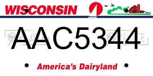 AAC5344 Wisconsin License Plate