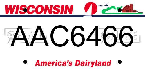 AAC6466 Wisconsin License Plate