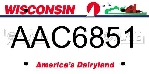 AAC6851 Wisconsin License Plate