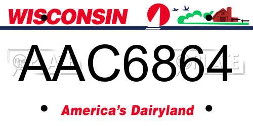 AAC6864 Wisconsin License Plate