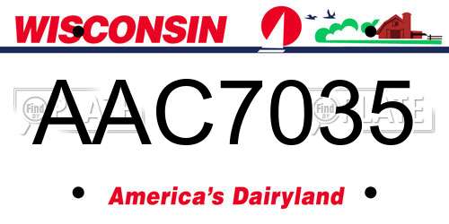 AAC7035 Wisconsin License Plate