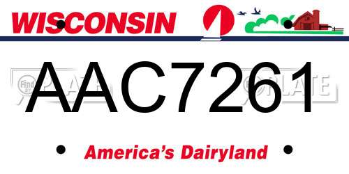 AAC7261 Wisconsin License Plate
