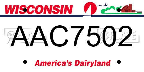 AAC7502 Wisconsin License Plate