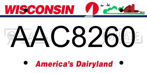 AAC8260 Wisconsin License Plate