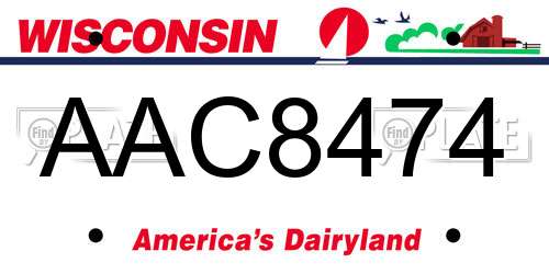AAC8474 Wisconsin License Plate