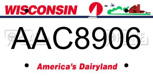 AAC8906 Wisconsin License Plate