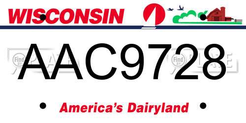 AAC9728 Wisconsin License Plate