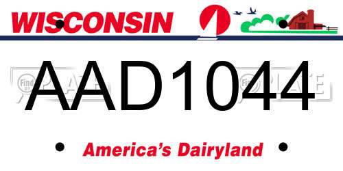 AAD1044 Wisconsin License Plate