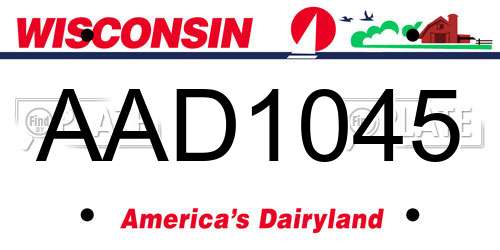 AAD1045 Wisconsin License Plate
