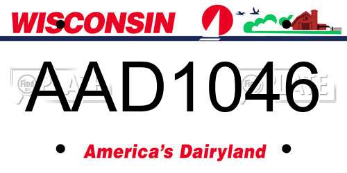 AAD1046 Wisconsin License Plate