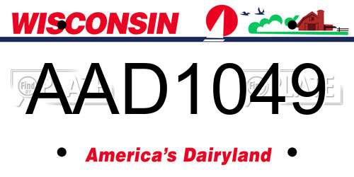AAD1049 Wisconsin License Plate