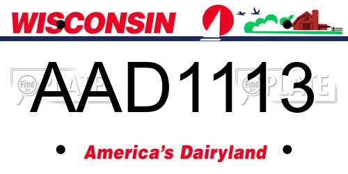 AAD1113 Wisconsin License Plate