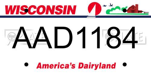 AAD1184 Wisconsin License Plate