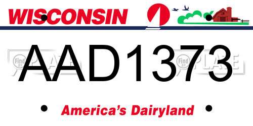 AAD1373 Wisconsin License Plate