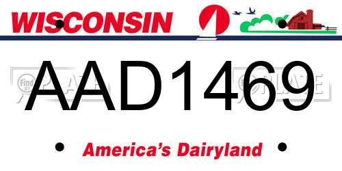 AAD1469 Wisconsin License Plate