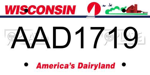 AAD1719 Wisconsin License Plate