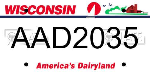 AAD2035 Wisconsin License Plate