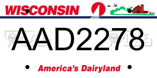 AAD2278 Wisconsin License Plate