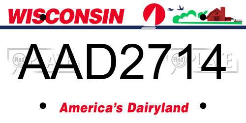 AAD2714 Wisconsin License Plate