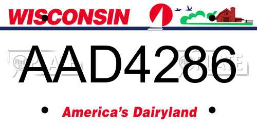 AAD4286 Wisconsin License Plate