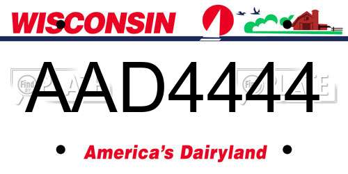 AAD4444 Wisconsin License Plate