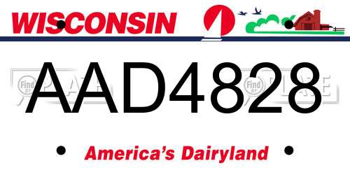 AAD4828 Wisconsin License Plate