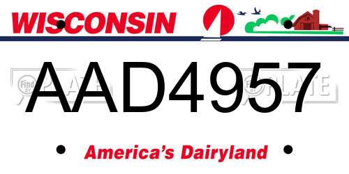 AAD4957 Wisconsin License Plate
