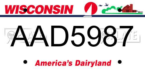 AAD5987 Wisconsin License Plate