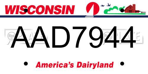 AAD7944 Wisconsin License Plate