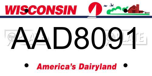 AAD8091 Wisconsin License Plate