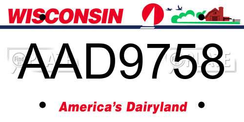 AAD9758 Wisconsin License Plate