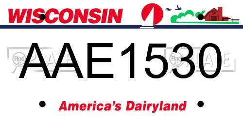 AAE1530 Wisconsin License Plate