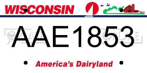 AAE1853 Wisconsin License Plate